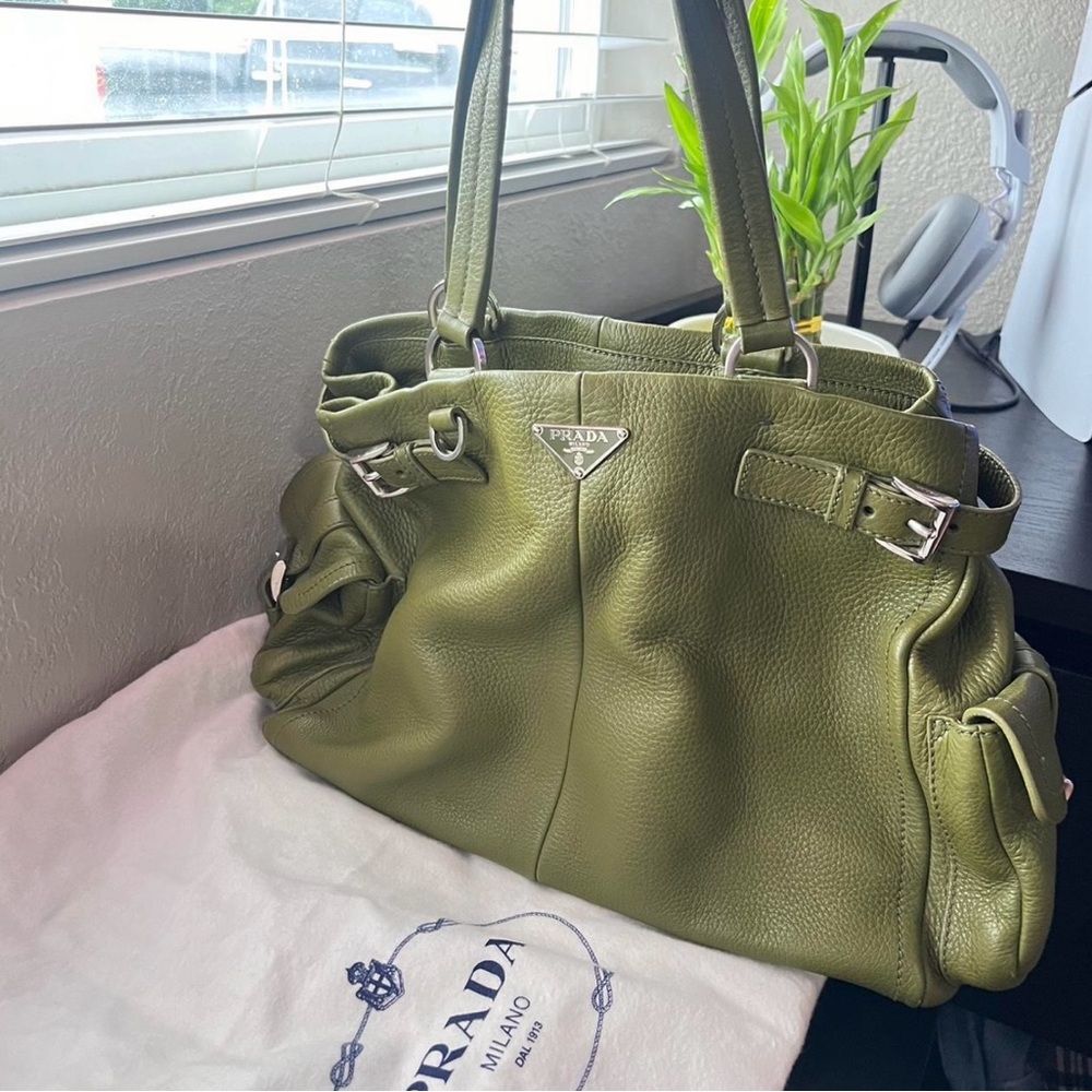 Prada Moss Green Leather Handbag - Picture 2 of 8